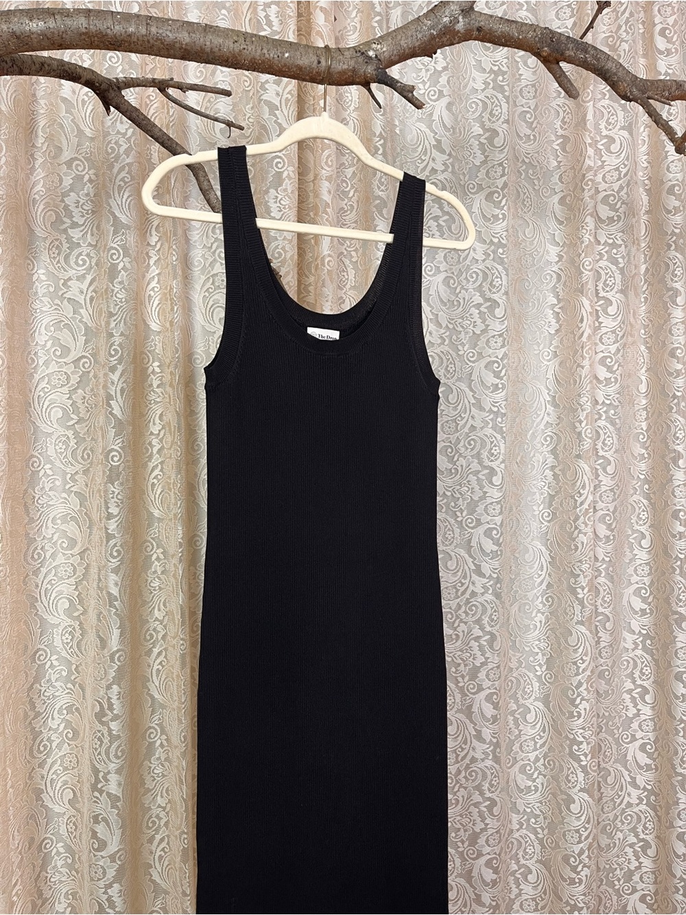 Tank Bodycon Ribbed Knit Side Sit Knee Length Pencil Midi Dress